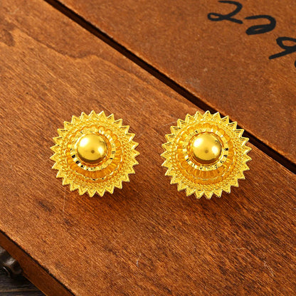 Gold Plated Plain Ethiopian Eritrea Ethnic Classic Cute Size Earring/Pendant/Ring /Bracelet Jewelry Bride Wedding Set Gifts