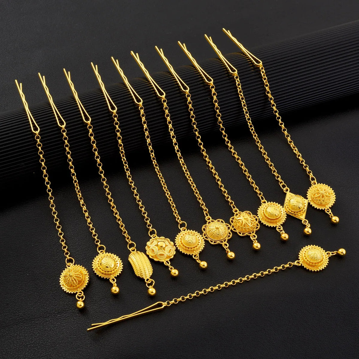Golden Color Ethiopian Classic Jewelry Round/Geometry Head Chain Dubai Wedding Bride Gifts #103