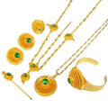 Ethiopian Jewelry set Gold Color Green Stone With Hair Piece Hair Pin Women Fashion Eritrea Habesha African