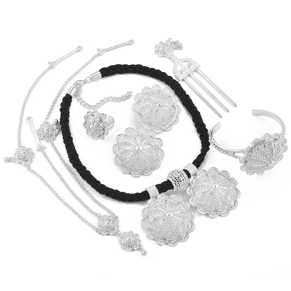 Ethiopian Jewelry sets Necklaces Earrings Ring Bracelets Hairpins Head Chains African Eritrean Wedding Productss