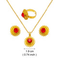 Small Ethiopian Jewelry Sets Red Blue Green Pendant Necklaces Earrings Ring Eritrean Habesha birthday Party