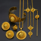Eritrean Jewelry Set For Women Ethiopian Necklaces Earrings Rings Bracelets Hairpins And Forehead Chains Wedding Dowry