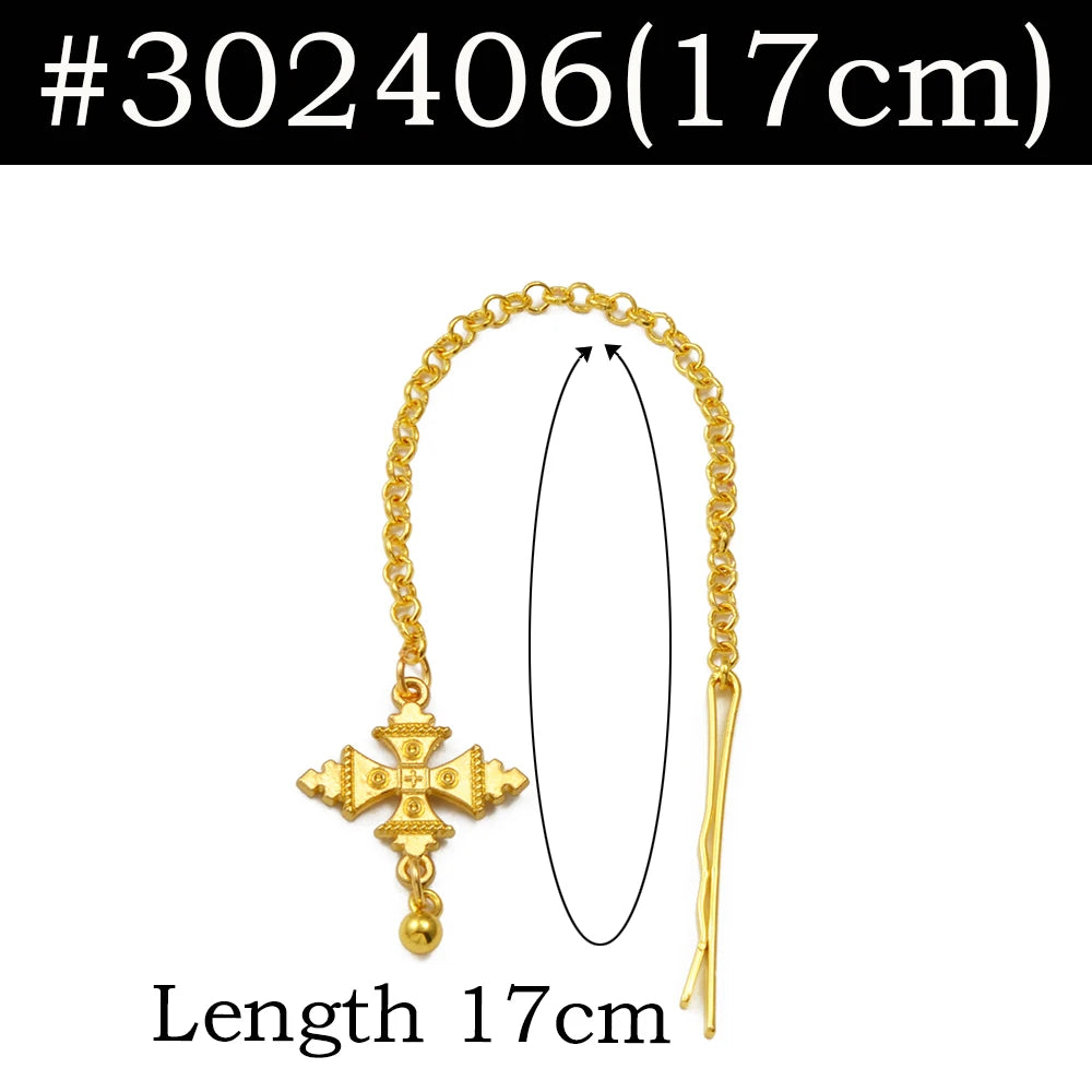 Ethiopian Eritrean Habesha for Women  African Gold Color Ethnic Hair Jewelry Forehead-Chain