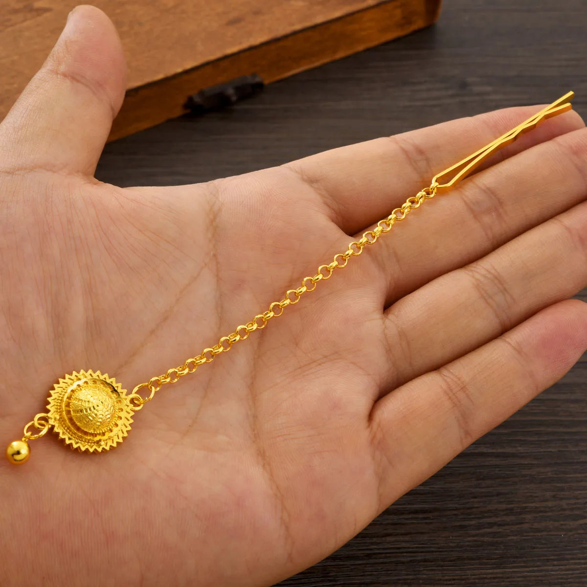 Golden Color Ethiopian Classic Jewelry Round/Geometry Head Chain Dubai Wedding Bride Gifts #103