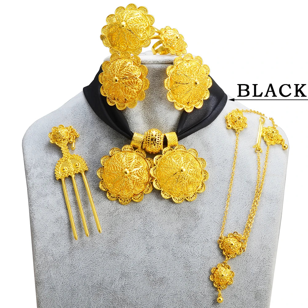 Ethiopian Jewelry sets Necklaces Earrings Ring Bracelets Hairpins Head Chains African Eritrean Wedding Productss
