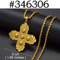 Ethiopian Cross Pendant Necklaces for Women  Gold Color Habesha Eritrean African Ethnic Traditional Jewelry