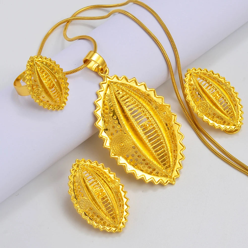 Eritrean Ethiopian Culture Ethnic Traditional Jewelry For Wedding Engagement sets Gold Color Africa Goods