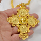Ethiopian Big Cross Pendant Necklaces for Women  Gold Color Eritrean African Ethnic Traditional Jewelry