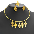 Ethiopian Eritrea Ethnic Jewelry Sets With Cross Chokers Earrings Rings for Women  Africa Wedding Party Gifts