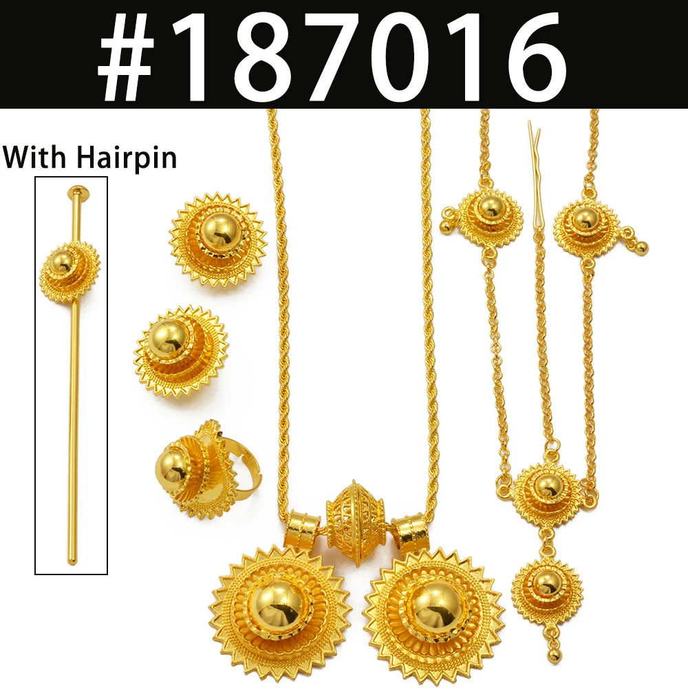 Round Ethiopian Traditional Wedding Jewelry Sets for Bride Woman  Eritrean Habesha African Party Accessories