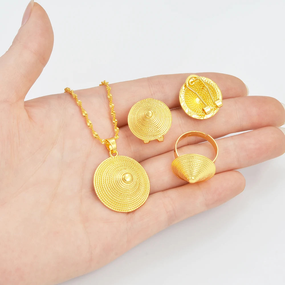 Ethiopian Eritrea Small Size Jewelry Sets Necklace Earrings for Women  Africa Birthday Party Gifts