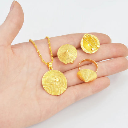 Ethiopian Eritrea Small Size Jewelry Sets Necklace Earrings for Women  Africa Birthday Party Gifts