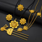 Ethiopian Ethnic Wedding Jewelry Sets Eritrean Habesha African Necklaces Earrings Ring Hairpin Forehead-chain
