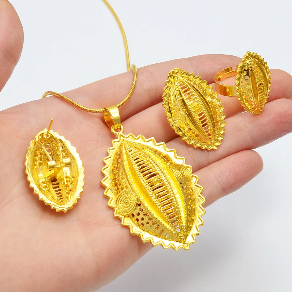 Eritrean Ethiopian Culture Ethnic Traditional Jewelry For Wedding Engagement sets Gold Color Africa Goods