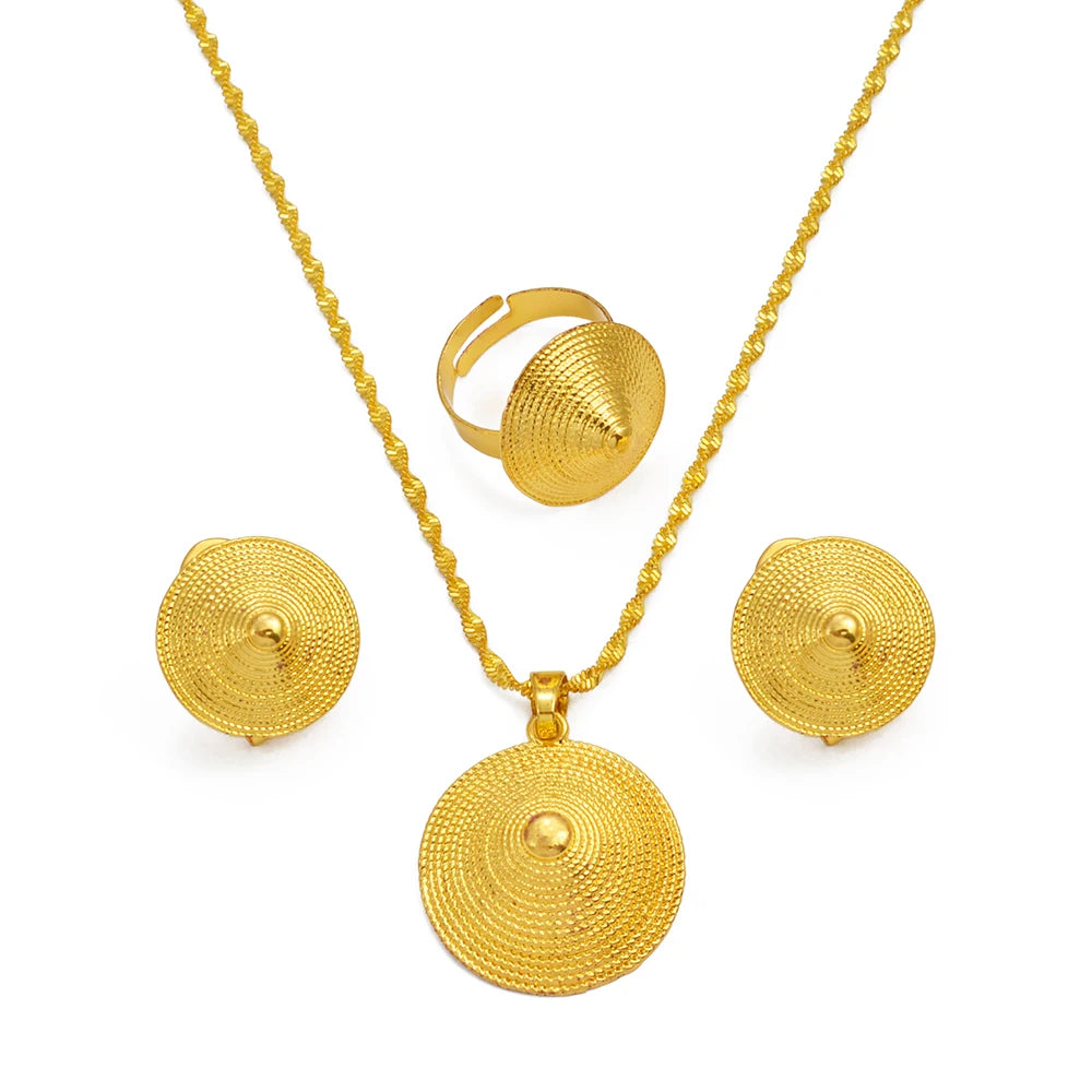 Ethiopian Eritrea Small Size Jewelry Sets Necklace Earrings for Women  Africa Birthday Party Gifts