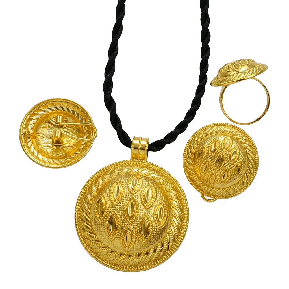 Ethiopian Jewelry Sets Necklace Earrings Ring African Traditional Bridal Set Habesha Eritrea Wedding Sudan