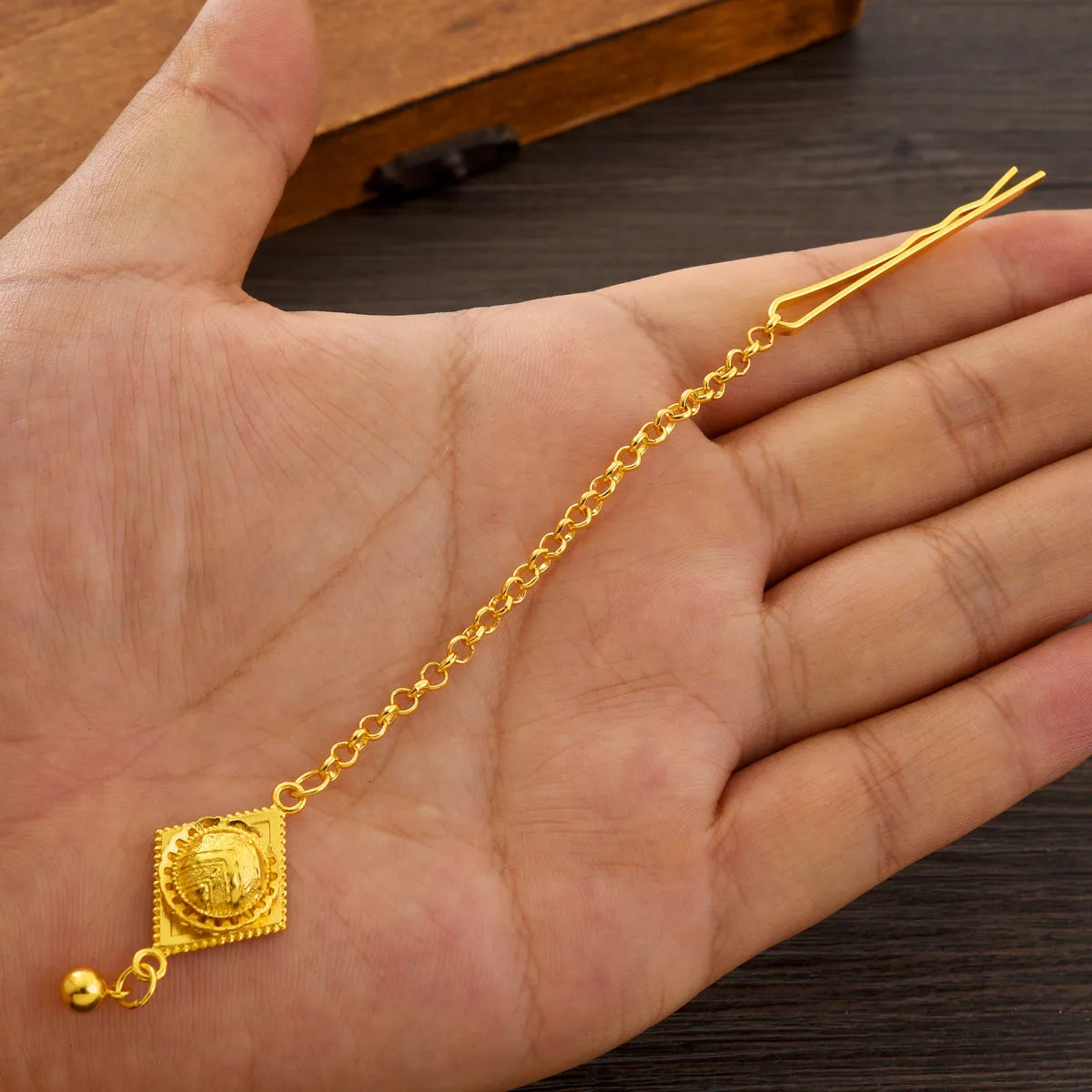 Golden Color Ethiopian Classic Jewelry Round/Geometry Head Chain Dubai Wedding Bride Gifts #103