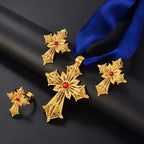 Silver/Gold Color Ethiopian Cross Jewelry sets Necklaces Earrings Rings African Eritrean Habesha Accessories