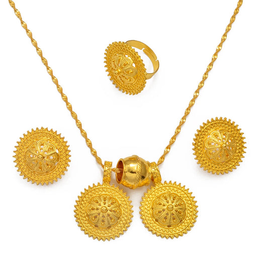 Ethiopian Necklaces Earrings Ring Eritrea African Traditional Wedding Accessories Jewelry Habesha