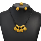 Ethiopian Jewelry Sets Black Rope Earrings Rings African Ethnic Eritrean Habesha Engaged Accessories