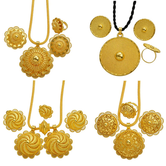 Ethiopian Jewelry Sets Necklace Earrings Ring African Traditional Bridal Set Habesha Eritrea Wedding Sudan