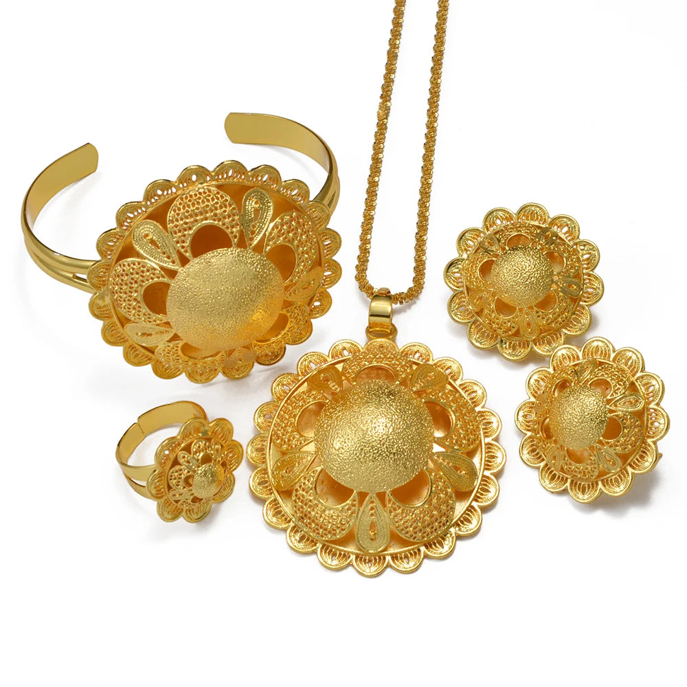 Ethiopian Jewelry Sets Necklace Earrings Bracelets Ring African Wedding Habesha Eritrea Traditional