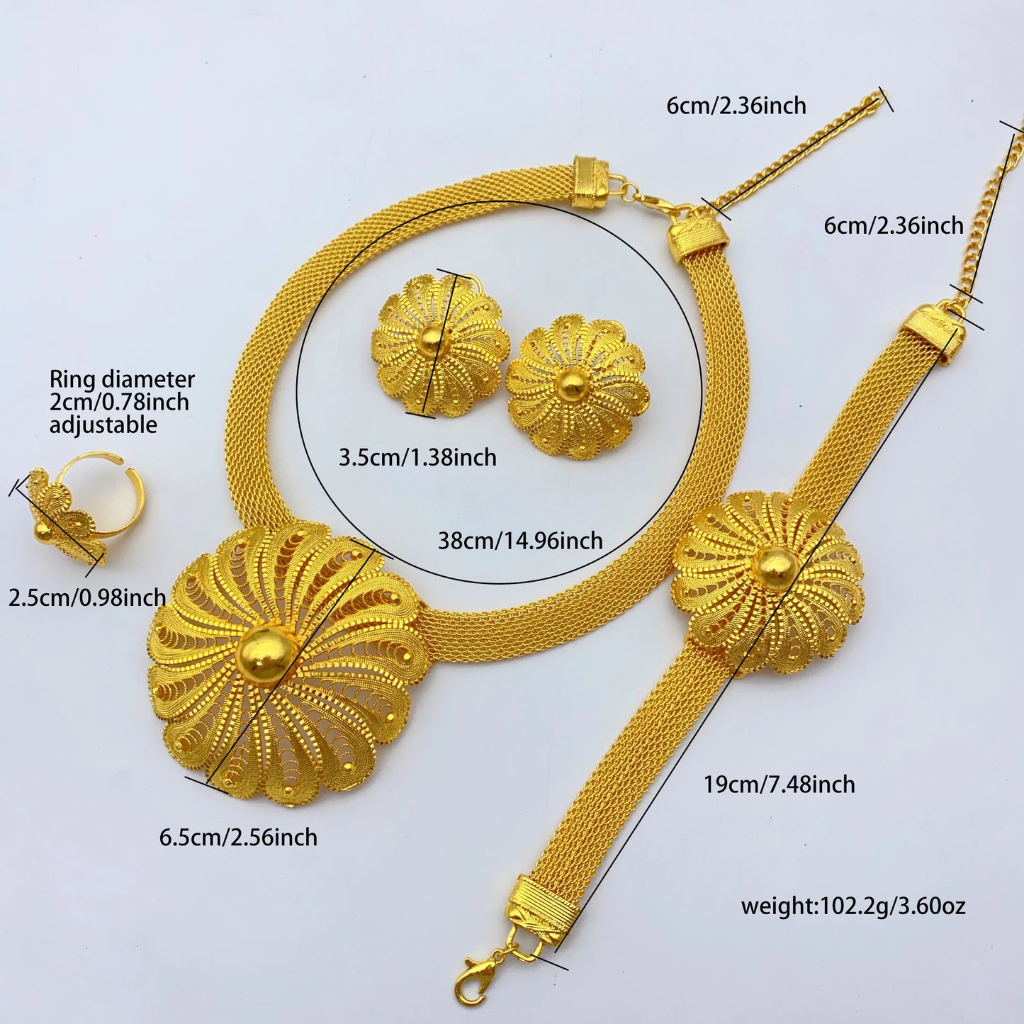 Luxury Ethiopian Big Round Necklace And Earrings Jewelry Sets For Women Dubai Bridal 24k Gold Color Set Wedding Party Gifts