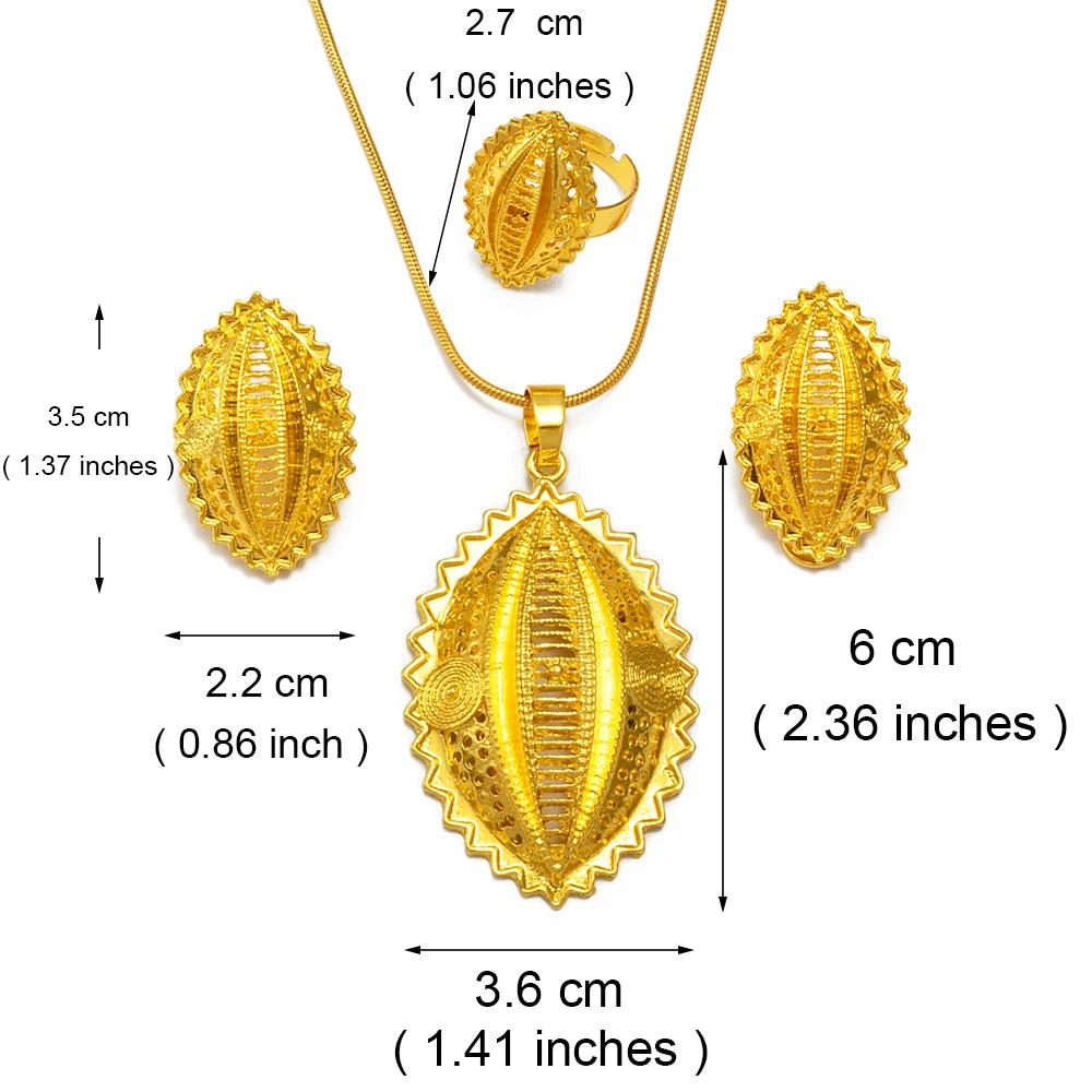 Eritrean Ethiopian Culture Ethnic Traditional Jewelry For Wedding Engagement sets Gold Color Africa Goods