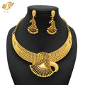 Dubai Ethiopian Twisted Necklace Sets For Women 6pcs Wedding Gold Plated African Jewelry Set Indian Jewellery Anniversary Gifts