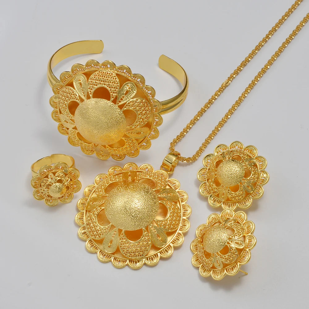 Ethiopian Jewelry Sets Necklace Earrings Bracelets Ring African Wedding Habesha Eritrea Traditional