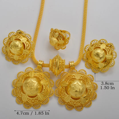 Ethiopian Jewelry Sets Necklace Earrings Ring African Traditional Bridal Set Habesha Eritrea Wedding Sudan