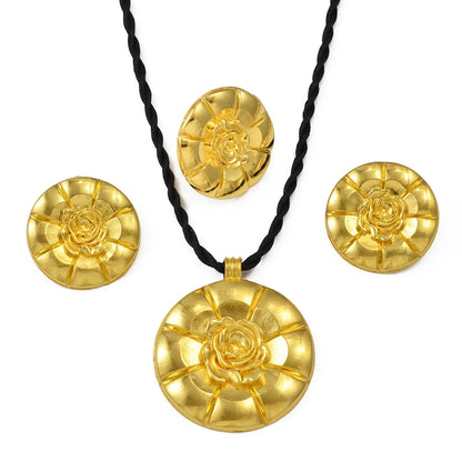 African Exaggerated Flower Jewelry Sets Necklaces Earrings Rings Women   Ethiopian Eritrea Wedding Party