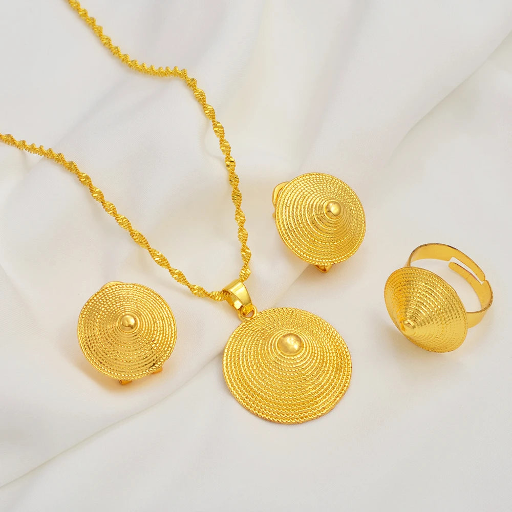 Ethiopian Eritrea Small Size Jewelry Sets Necklace Earrings for Women  Africa Birthday Party Gifts