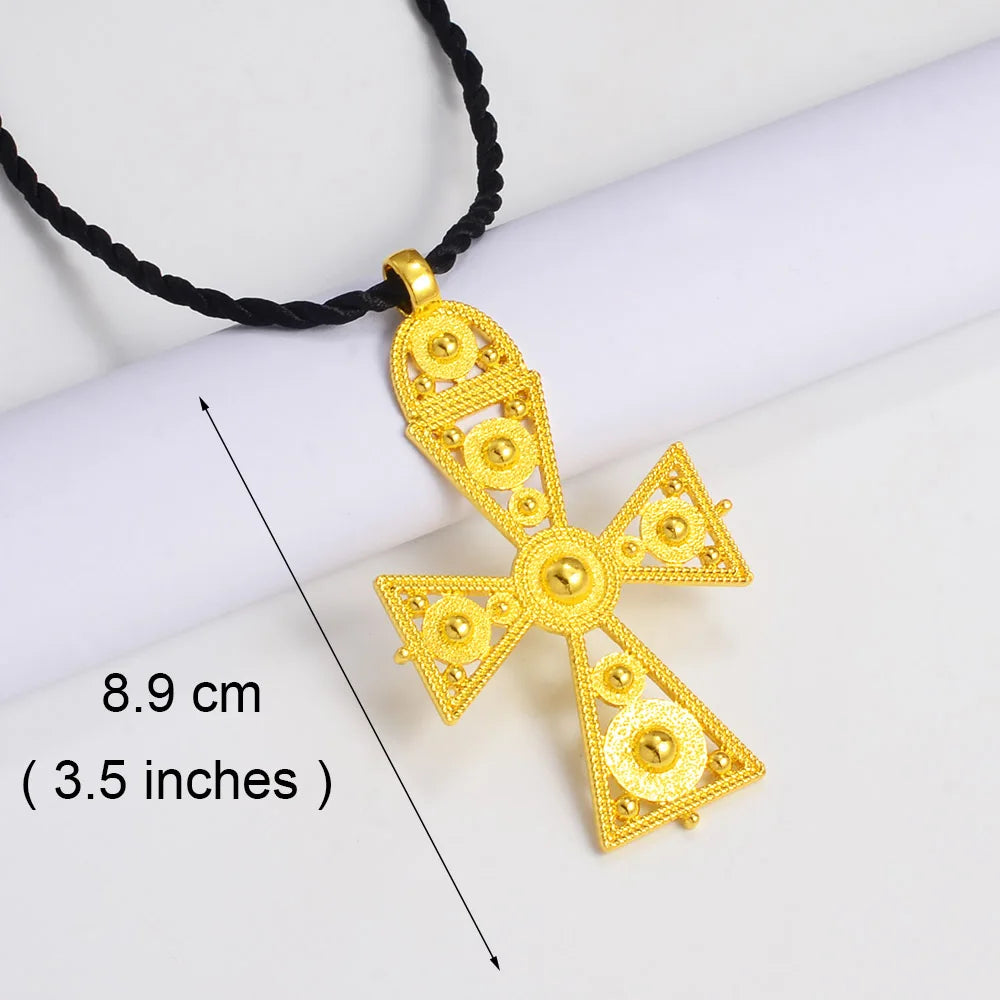 Large Cross Ethiopian Eritrean Big Pendant RopeTraditional Ornaments Habesha Jewelry
