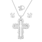 African Ethiopian Eritrean Cross Jewelry Sets Women Gold/Silver Color Pendant Necklaces Earrings Rings Saudi Arabia