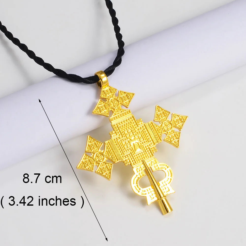 Large Cross Ethiopian Eritrean Big Pendant RopeTraditional Ornaments Habesha Jewelry