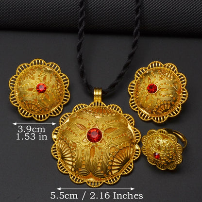 Pendant Necklace Earrings Rings African Jewelry Sets Eritrean Arab Wedding Gifts Women Mama