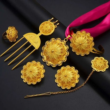 Ethiopian Jewelry sets Necklace Earrings Ring Hairpin Forehead Chain Bracelet Eritrean African Ethnic Bridal