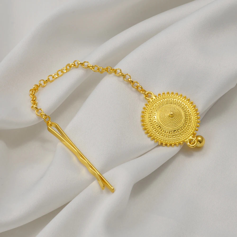 Ethiopian Eritrean Habesha for Women  African Gold Color Ethnic Hair Jewelry Forehead-Chain