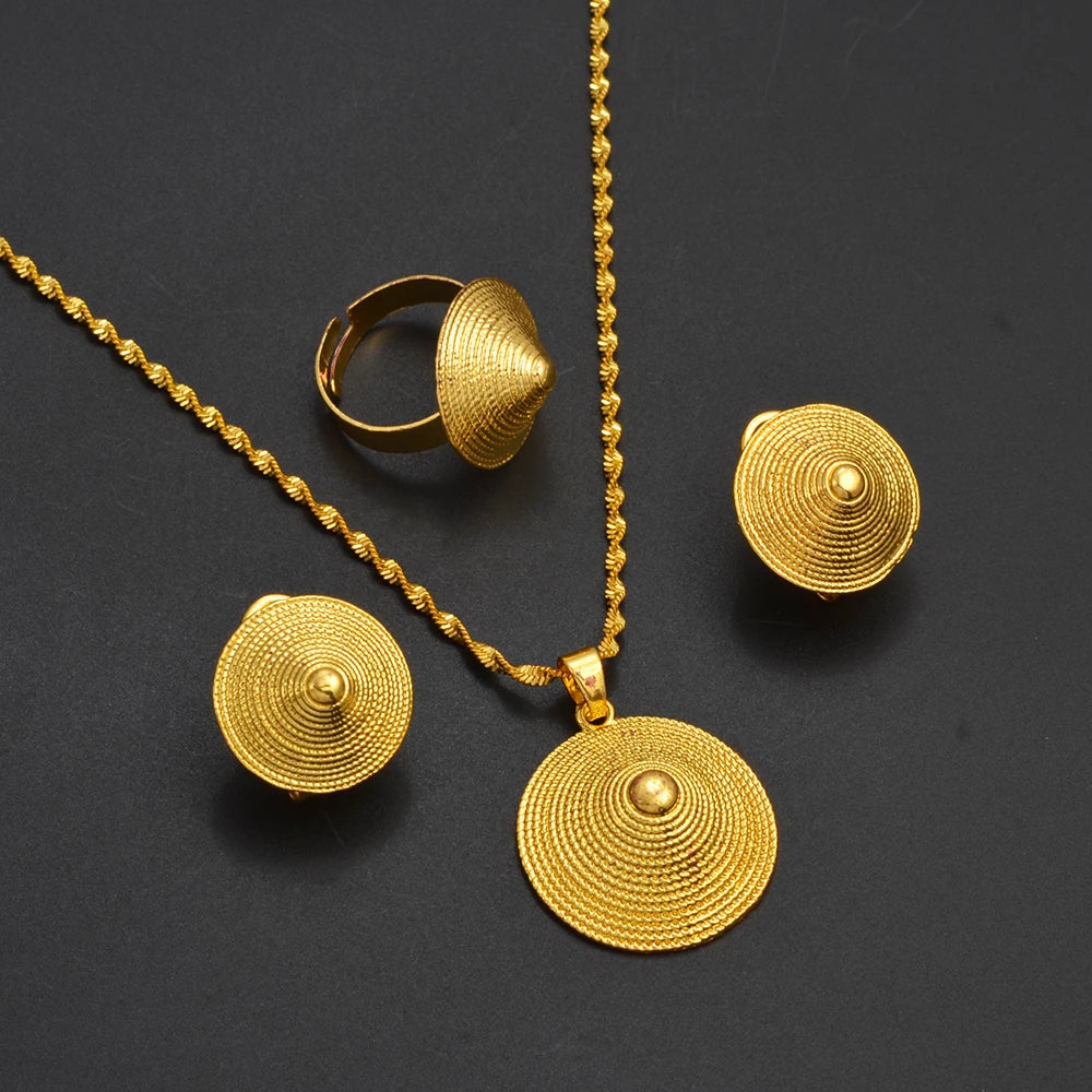 Ethiopian Eritrea Small Size Jewelry Sets Necklace Earrings for Women  Africa Birthday Party Gifts