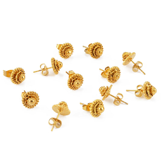 12Pairs,Gold Color/Silver Color Ethiopian Small Stud Earrings for Baby African Jewelry