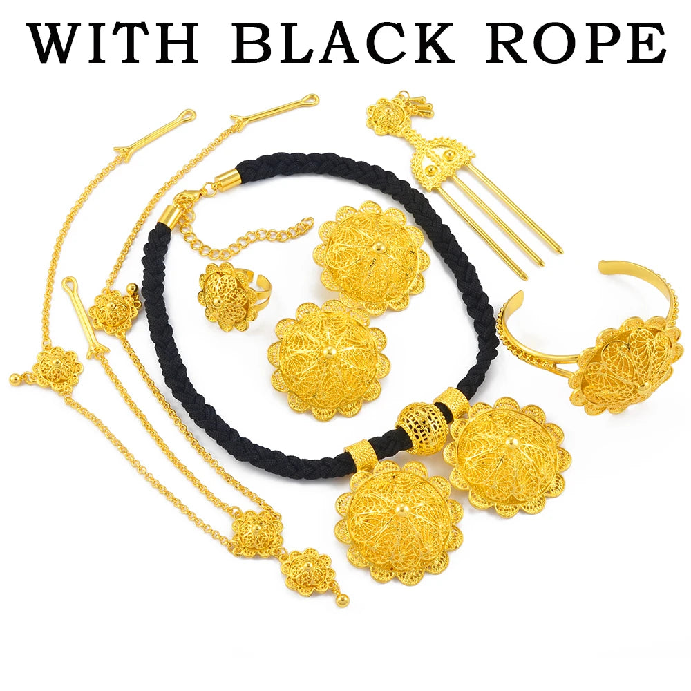 Ethiopian Jewelry sets Necklaces Earrings Ring Bracelets Hairpins Head Chains African Eritrean Wedding Productss