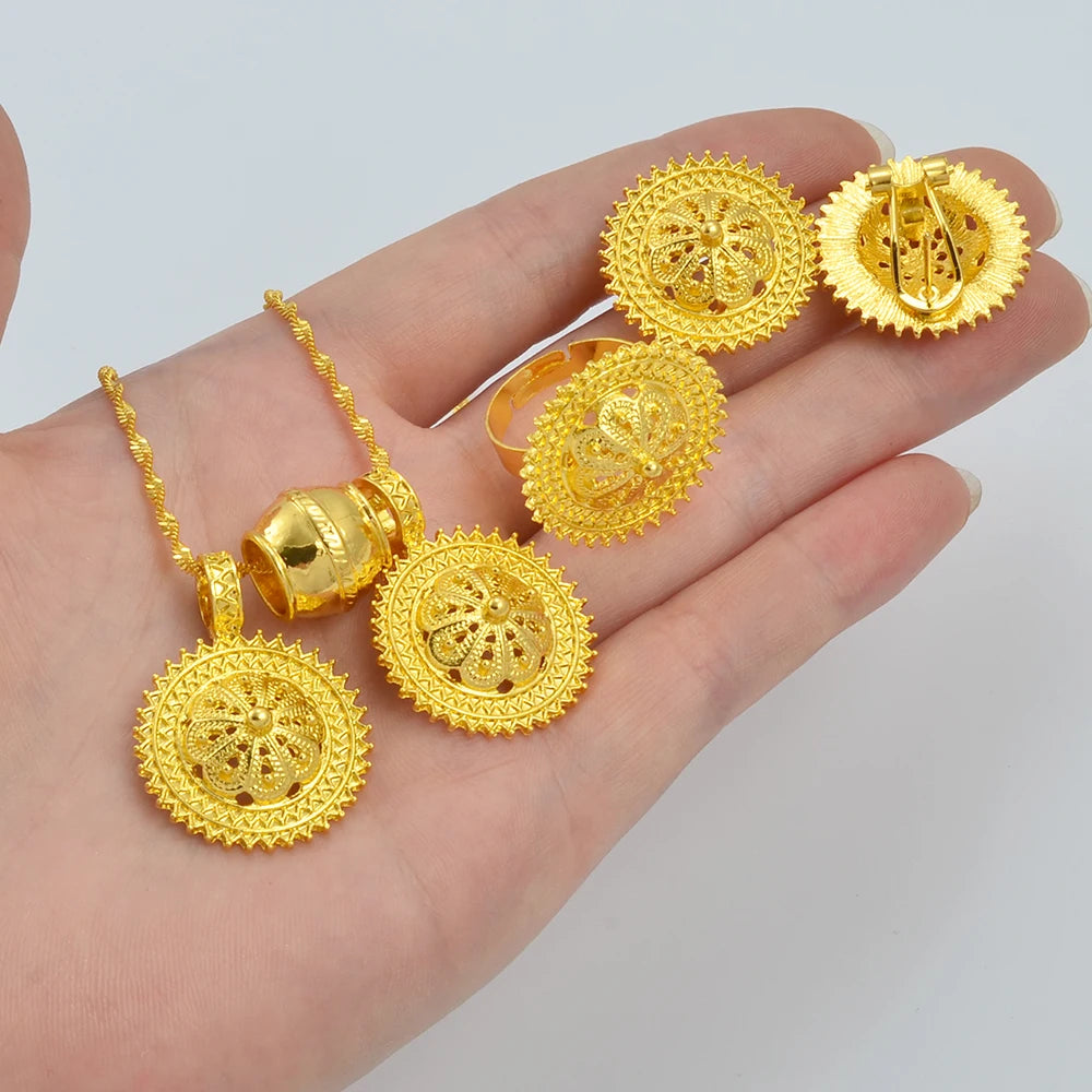 Ethiopian Necklaces Earrings Ring Eritrea African Traditional Wedding Accessories Jewelry Habesha