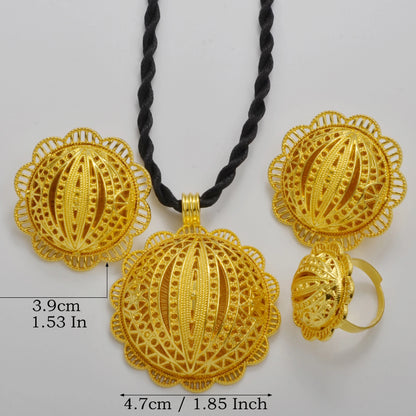 Ethiopian Jewelry Sets Necklace Earrings Ring African Traditional Bridal Set Habesha Eritrea Wedding Sudan