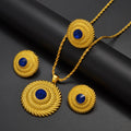 Ethiopian Jewelry Sets RED/BLUE/GREEN Pendant Necklaces Earrings Rings Habesha Eritrean African Marriage Dowry
