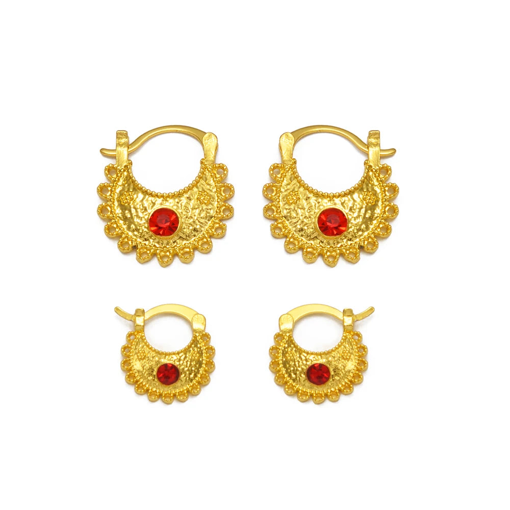 Small Stud Earrings With Rhinestone Ethiopian Eritrean African Jewelry Women