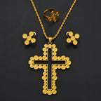 African Ethiopian Eritrean Cross Jewelry Sets Women Gold/Silver Color Pendant Necklaces Earrings Rings Saudi Arabia