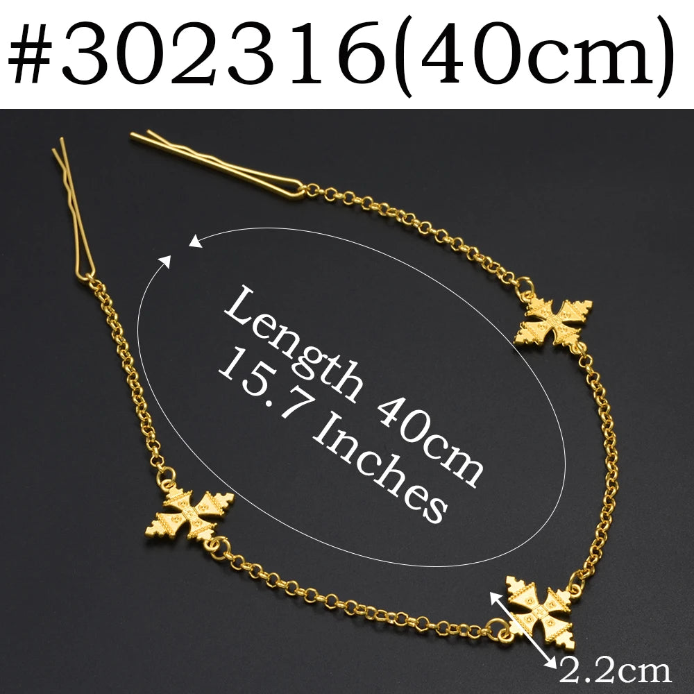 Ethiopian Eritrean Habesha for Women  African Gold Color Ethnic Hair Jewelry Forehead-Chain