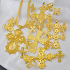 Ethiopian Jewelry Sets Big Cross Pendant Hollow Necklaces Earrings Rings Habesha Eritrean African Wedding