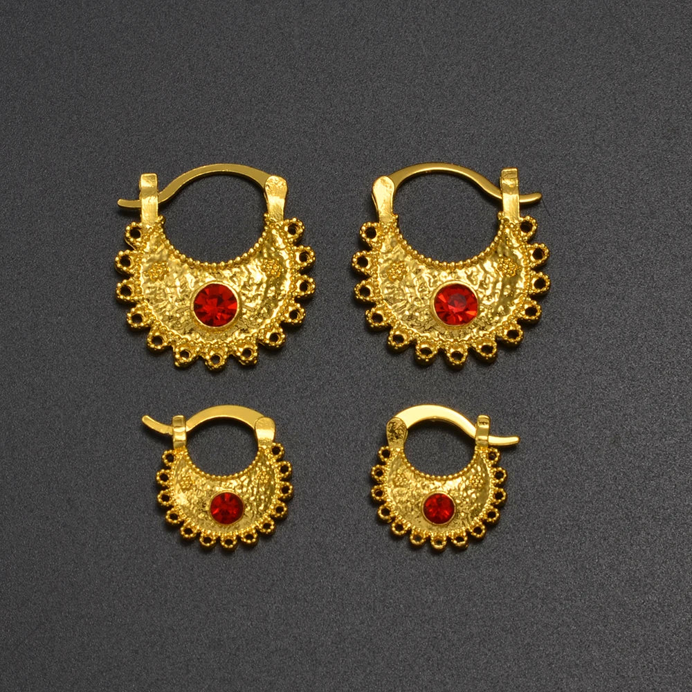 Small Stud Earrings With Rhinestone Ethiopian Eritrean African Jewelry Women